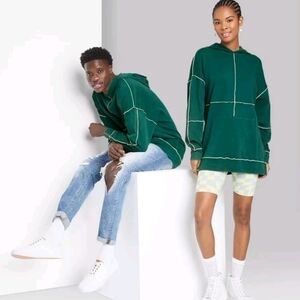 Seamed Hooded Sweatshirt Wild Fable Medium Green